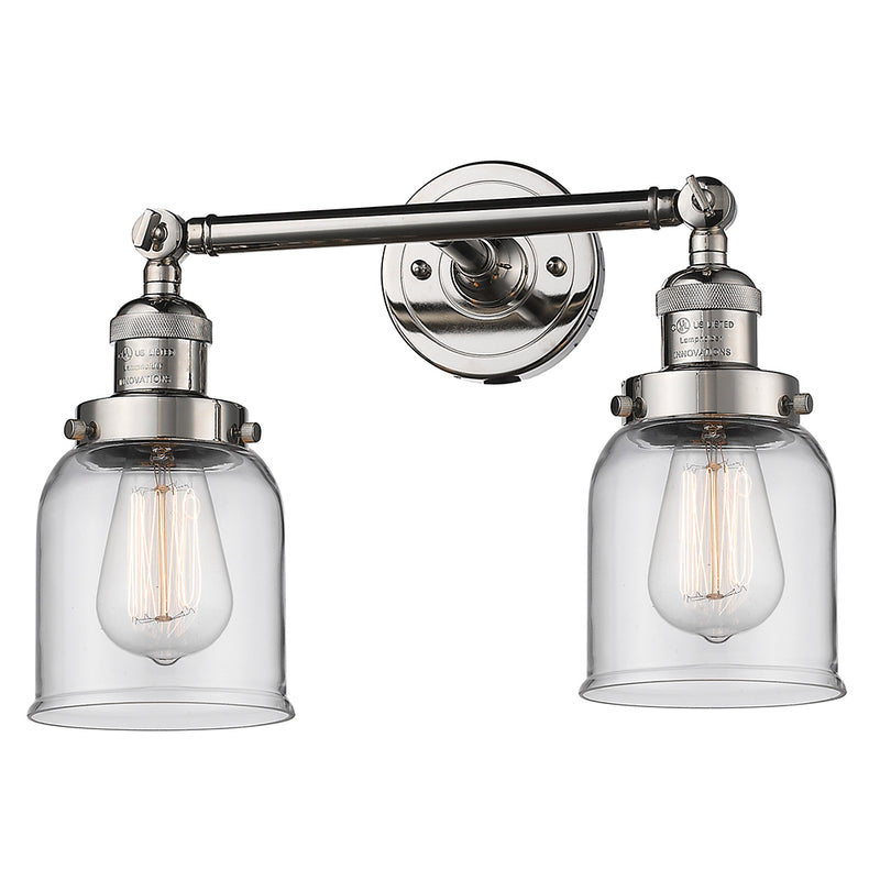 Innovations Lighting Small Bell 2 Light Bath Vanity Light Part Of The Franklin Restoration Collection 208L-PN-G52-LED