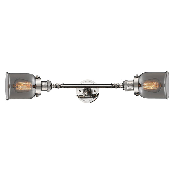 Bell Bath Vanity Light shown in the Polished Nickel finish with a Plated Smoke shade