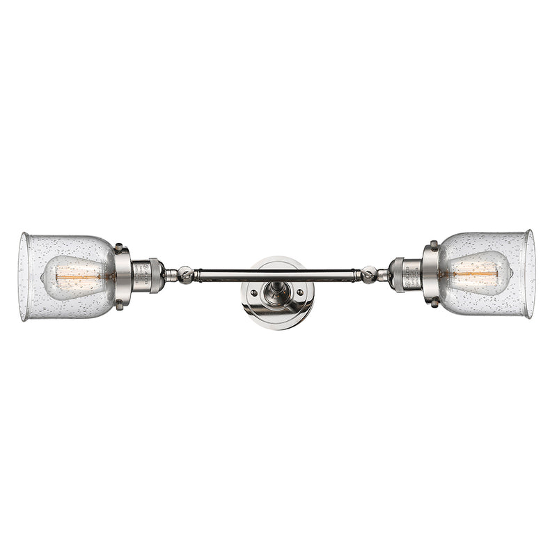 Bell Bath Vanity Light shown in the Polished Nickel finish with a Seedy shade