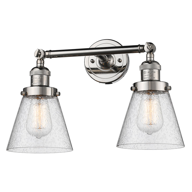 Innovations Lighting Small Cone 2 Light Bath Vanity Light Part Of The Franklin Restoration Collection 208L-PN-G64