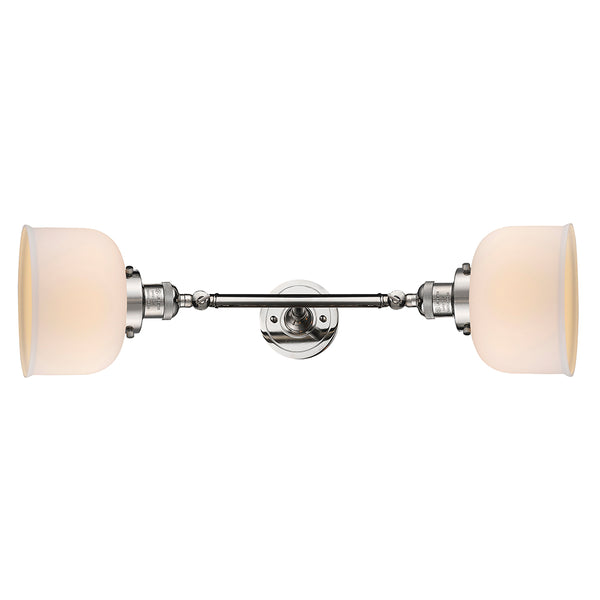 Bell Bath Vanity Light shown in the Polished Nickel finish with a Matte White shade