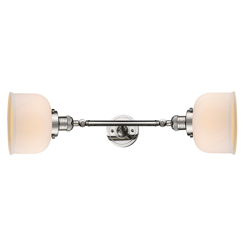 Bell Bath Vanity Light shown in the Polished Nickel finish with a Matte White shade