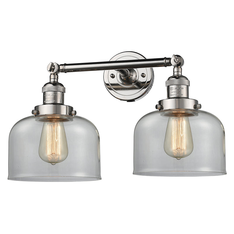 Innovations Lighting Large Bell 2 Light Bath Vanity Light Part Of The Franklin Restoration Collection 208L-PN-G72-LED