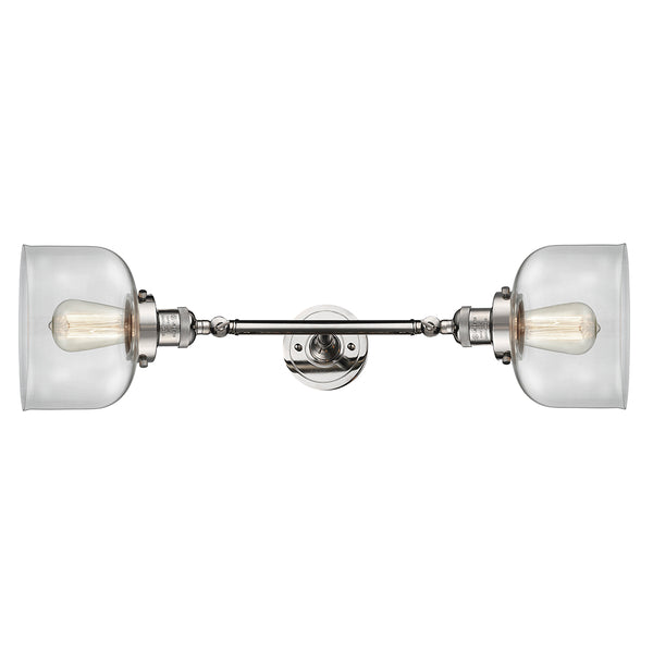 Bell Bath Vanity Light shown in the Polished Nickel finish with a Clear shade