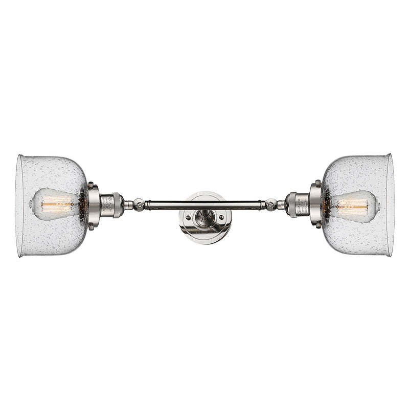 Bell Bath Vanity Light shown in the Polished Nickel finish with a Seedy shade