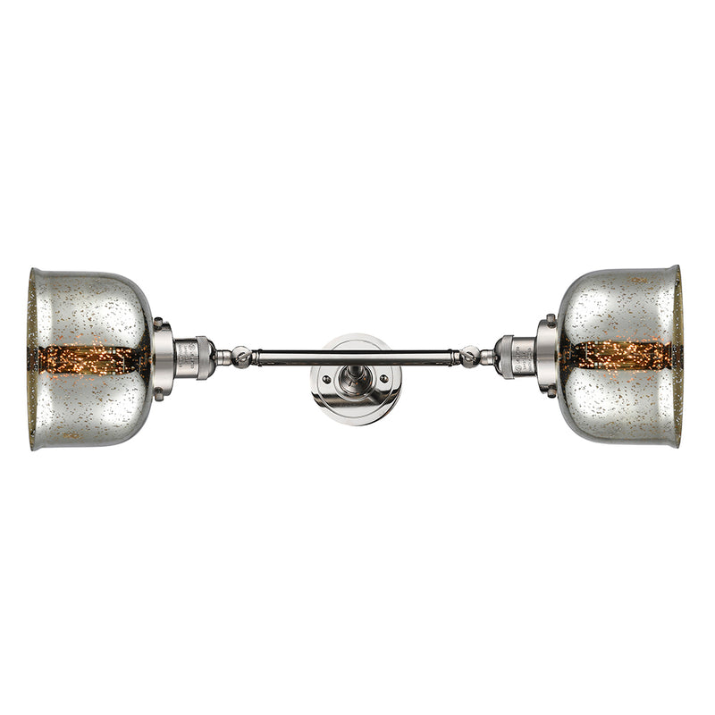 Bell Bath Vanity Light shown in the Polished Nickel finish with a Silver Plated Mercury shade