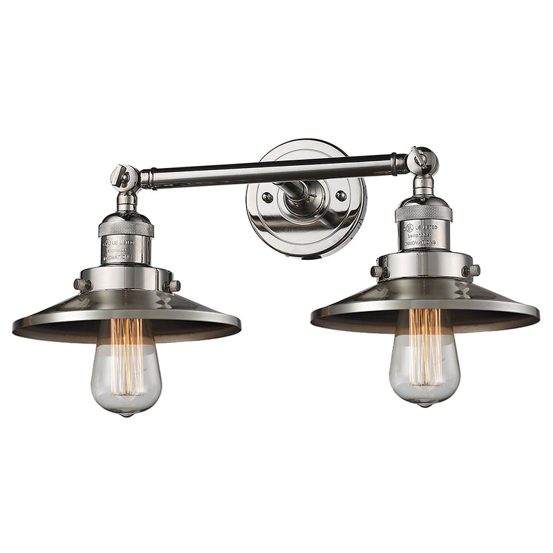 Innovations Lighting Railroad 2 Light Bath Vanity Light Part Of The Franklin Restoration Collection 208L-PN-M1-LED