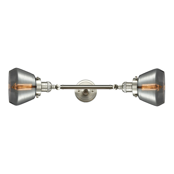 Fulton Bath Vanity Light shown in the Brushed Satin Nickel finish with a Plated Smoke shade