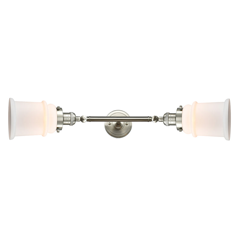 Canton Bath Vanity Light shown in the Brushed Satin Nickel finish with a Matte White shade