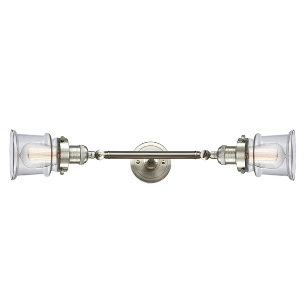 Canton Bath Vanity Light shown in the Brushed Satin Nickel finish with a Clear shade
