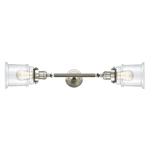 Canton Bath Vanity Light shown in the Brushed Satin Nickel finish with a Clear shade