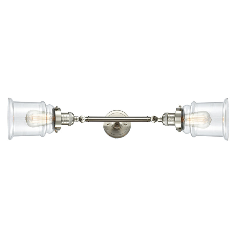 Canton Bath Vanity Light shown in the Brushed Satin Nickel finish with a Clear shade