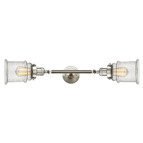 Canton Bath Vanity Light shown in the Brushed Satin Nickel finish with a Seedy shade
