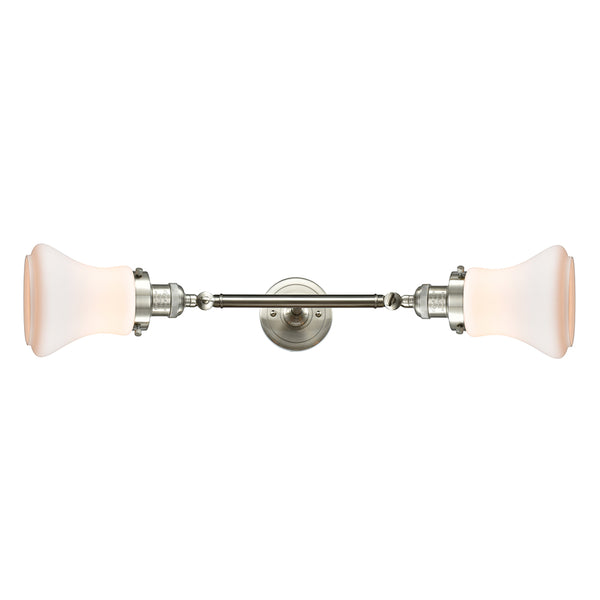 Bellmont Bath Vanity Light shown in the Brushed Satin Nickel finish with a Matte White shade