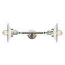 Halophane Bath Vanity Light shown in the Brushed Satin Nickel finish with a Matte White Halophane shade