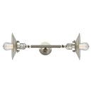 Halophane Bath Vanity Light shown in the Brushed Satin Nickel finish with a Clear Halophane shade