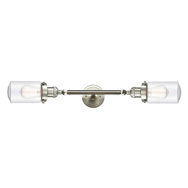 Dover Bath Vanity Light shown in the Brushed Satin Nickel finish with a Seedy shade