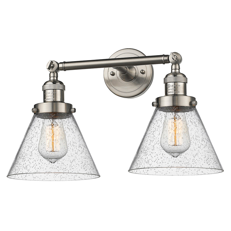 Innovations Lighting Large Cone 2 Light Bath Vanity Light Part Of The Franklin Restoration Collection 208L-SN-G44