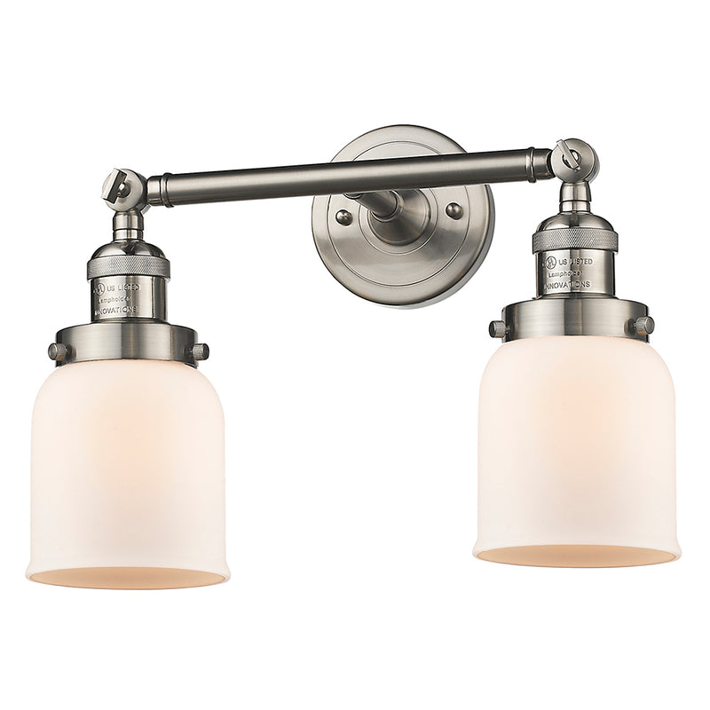 Innovations Lighting Small Bell 2 Light Bath Vanity Light Part Of The Franklin Restoration Collection 208L-SN-G51-LED