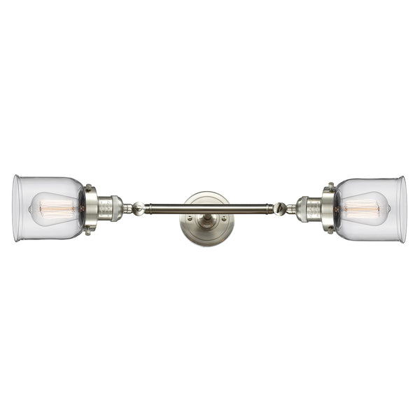 Bell Bath Vanity Light shown in the Brushed Satin Nickel finish with a Clear shade
