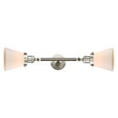 Cone Bath Vanity Light shown in the Brushed Satin Nickel finish with a Matte White shade