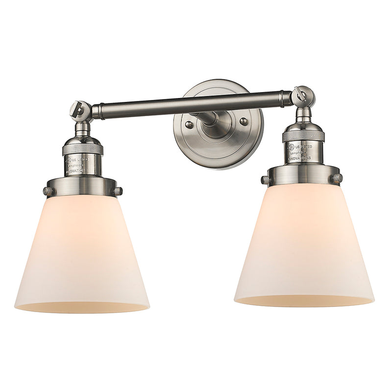 Innovations Lighting Small Cone 2 Light Bath Vanity Light Part Of The Franklin Restoration Collection 208L-SN-G61-LED