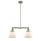 Cone Island Light shown in the Antique Brass finish with a Matte White shade