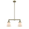 Cone Island Light shown in the Antique Brass finish with a Matte White shade