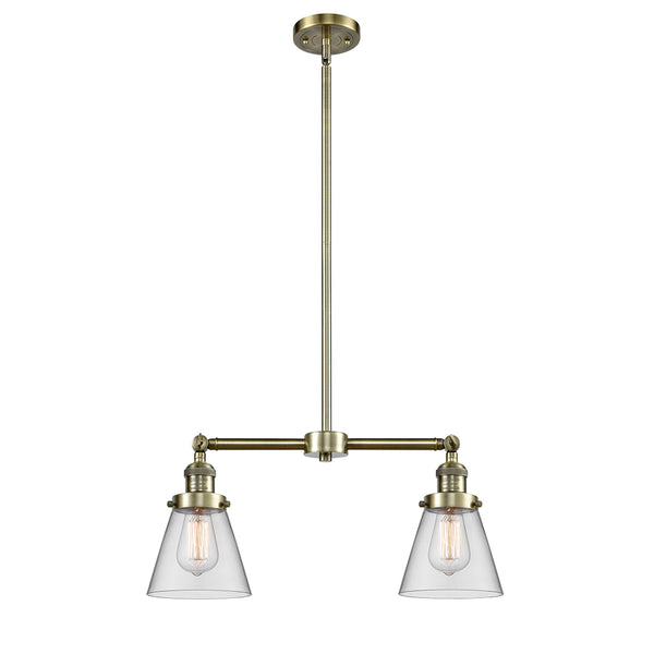 Cone Island Light shown in the Antique Brass finish with a Clear shade
