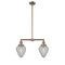 Geneseo Island Light shown in the Antique Copper finish with a Clear Crackled shade