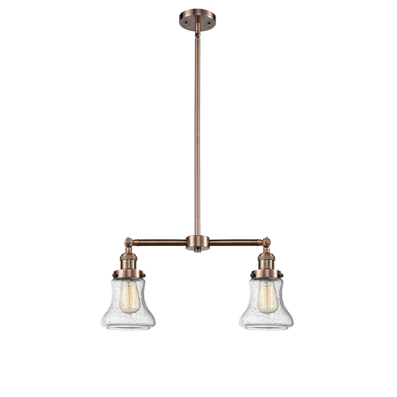 Bellmont Island Light shown in the Antique Copper finish with a Seedy shade