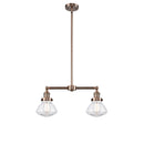 Olean Island Light shown in the Antique Copper finish with a Clear shade