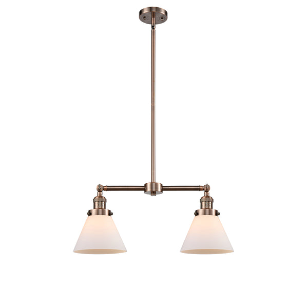 Cone Island Light shown in the Antique Copper finish with a Matte White shade