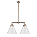 Cone Island Light shown in the Antique Copper finish with a Seedy shade