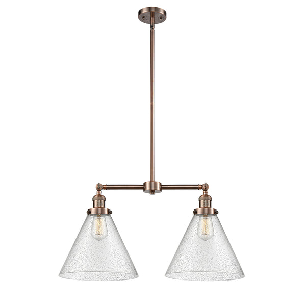 Cone Island Light shown in the Antique Copper finish with a Seedy shade