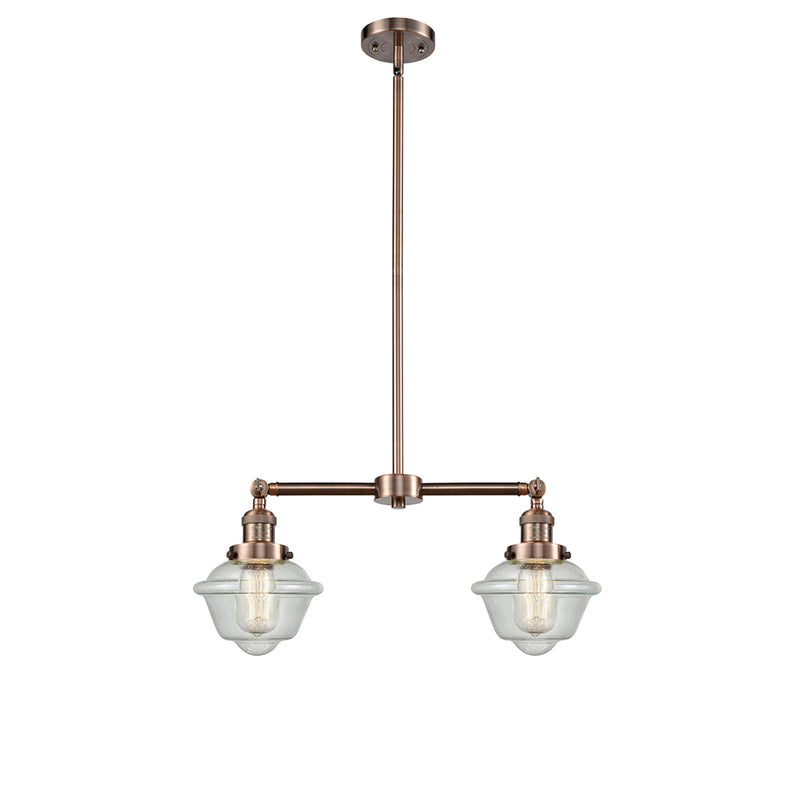 Oxford Island Light shown in the Antique Copper finish with a Seedy shade