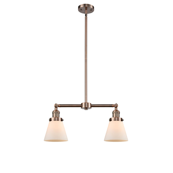 Cone Island Light shown in the Antique Copper finish with a Matte White shade