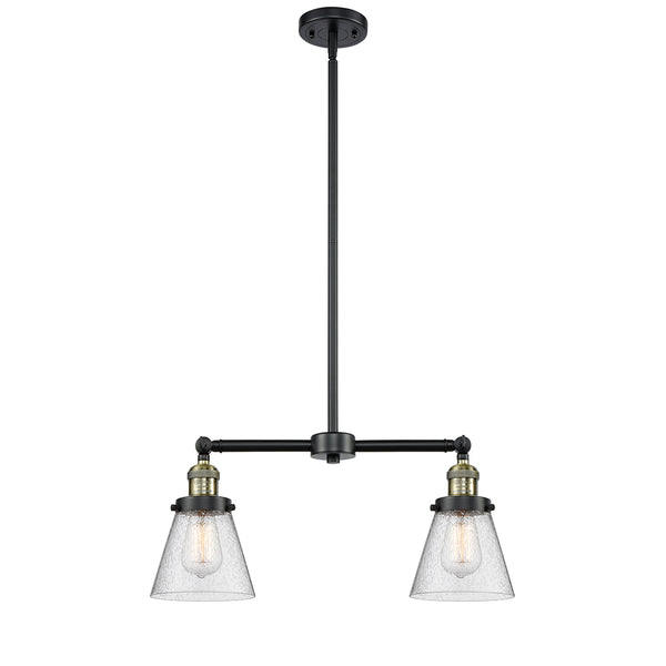 Cone Island Light shown in the Black Antique Brass finish with a Seedy shade