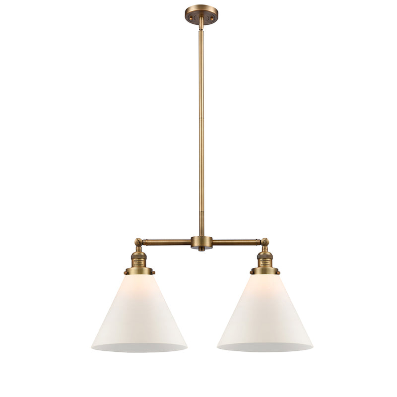 Cone Island Light shown in the Brushed Brass finish with a Matte White shade