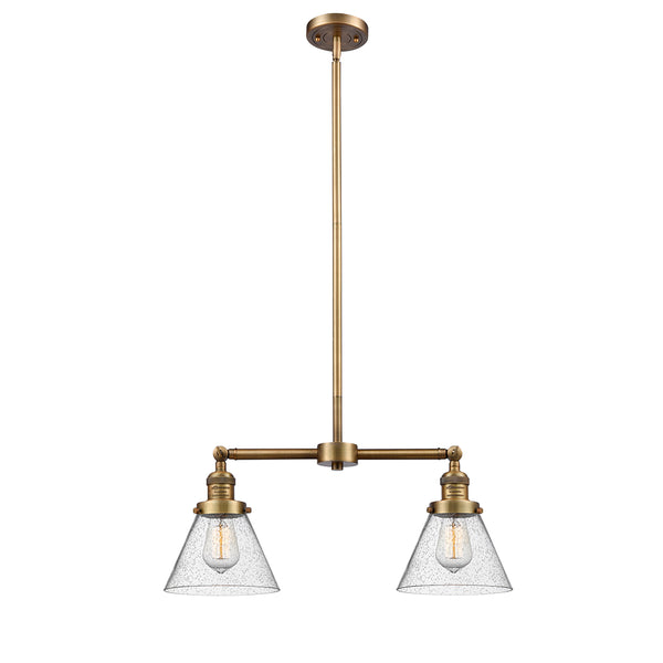 Cone Island Light shown in the Brushed Brass finish with a Seedy shade