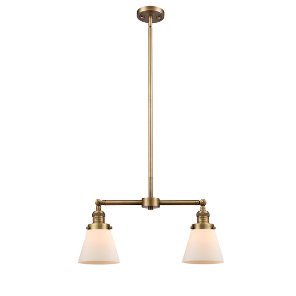 Cone Island Light shown in the Brushed Brass finish with a Matte White shade