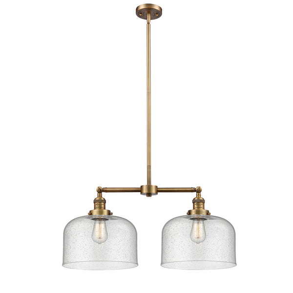 Bell Island Light shown in the Brushed Brass finish with a Seedy shade