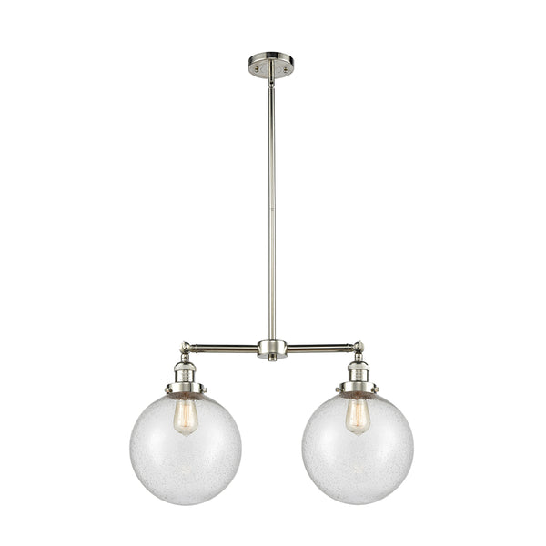 Beacon Island Light shown in the Polished Nickel finish with a Seedy shade