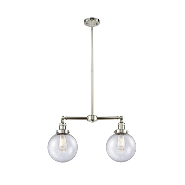 Beacon Island Light shown in the Polished Nickel finish with a Seedy shade