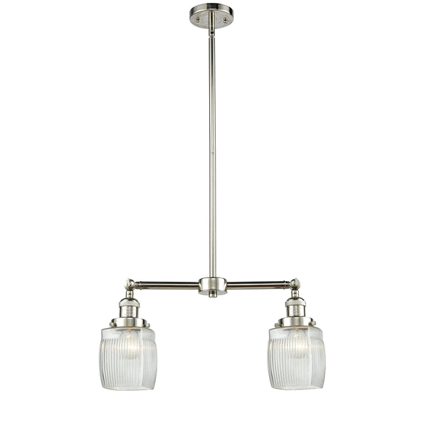 Colton Island Light shown in the Polished Nickel finish with a Clear Halophane shade