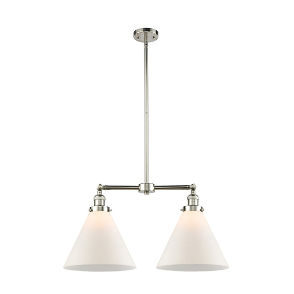 Cone Island Light shown in the Polished Nickel finish with a Matte White shade