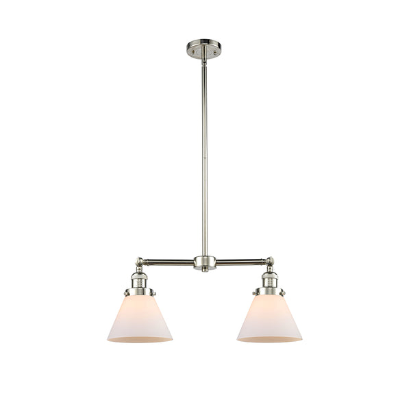 Cone Island Light shown in the Polished Nickel finish with a Matte White shade