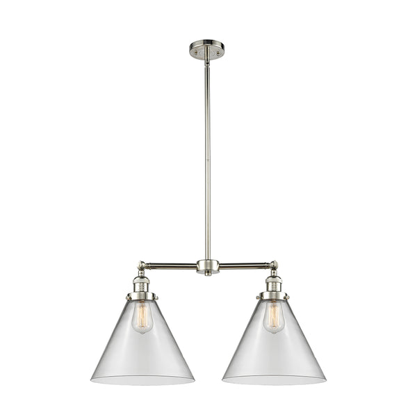 Cone Island Light shown in the Polished Nickel finish with a Clear shade