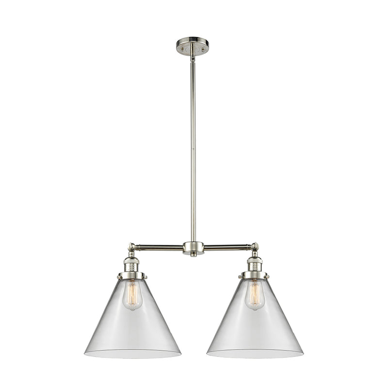 Cone Island Light shown in the Polished Nickel finish with a Clear shade