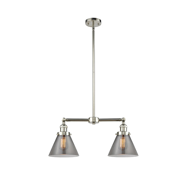 Cone Island Light shown in the Polished Nickel finish with a Plated Smoke shade